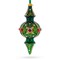 Emerald Baroque Jeweled Double-Ended Finial Drop Glass Christmas Ornament